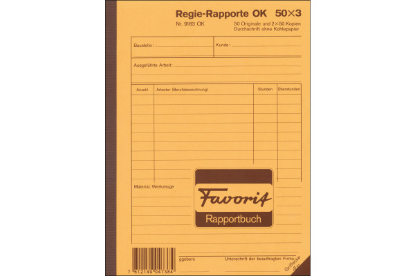 FAVORIT Regierapport Deutsch A5 9183 OK weiss 50x3 Blatt