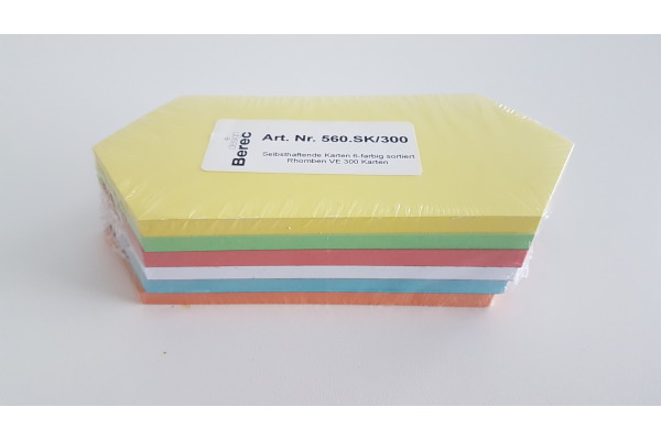 BEREC Karten 6-farbig ass. 560.SK300 Rhomben 200x95mm 300 Stk.