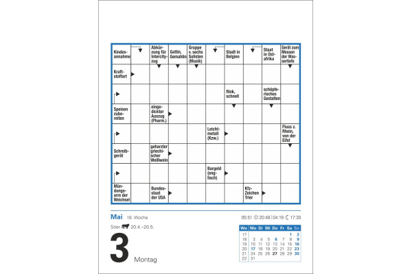 HARENBERG Abreisskalender 2027 211040027 Kreuzworträtsel DE 12.5x16cm