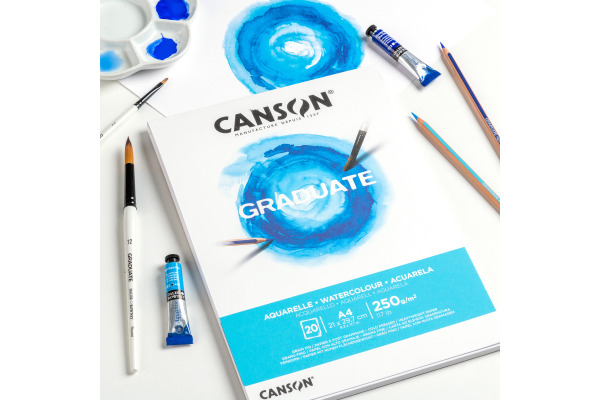 CANSON Aquarellblock Graduate A3 400110375 weiss, 250g 20 Blatt