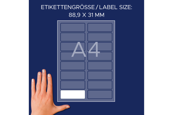 AVERY ZW. Namens-Etiketten 88,9x31mm L4783-20 weiss, Laser 20 Blatt