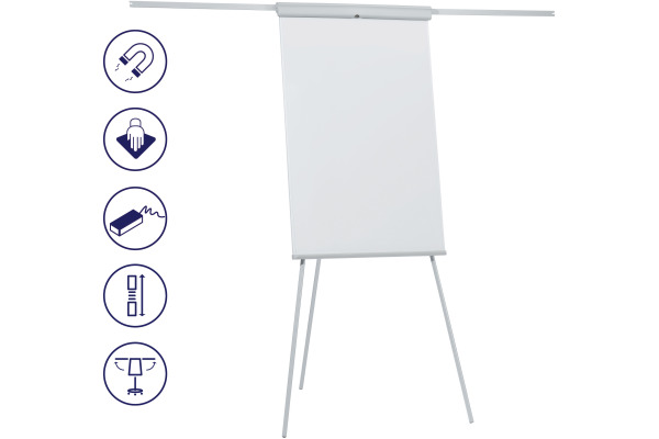 FRANKEN Flipchart X-tra!Line 68x105cm EL-FC22 hellgrau mit Seitenarmen