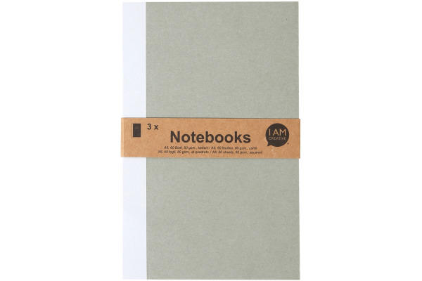 I AM CREA Notizbuch A6 4005.12 braun, 60 Seiten 3 Stück
