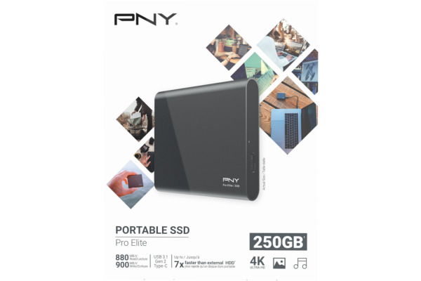 PNY Pro Elite USB 3.1 Gen 2 250GB PSD0CS206 Type-C Portable SSD dark-grey