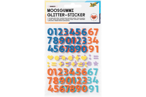 FOLIA Moosgummi Sticker 23778 Glitter Numbers 112 Stück