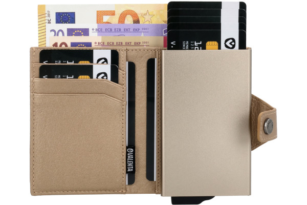 VALENTA Card Case Plus Wallet Luxe 589543 Metallic Sand
