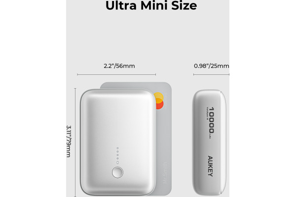 AUKEY Spark Mini 10000, 20W, PD,QC PB-Y55 WH Powerbank,White,USB-C,USB-A