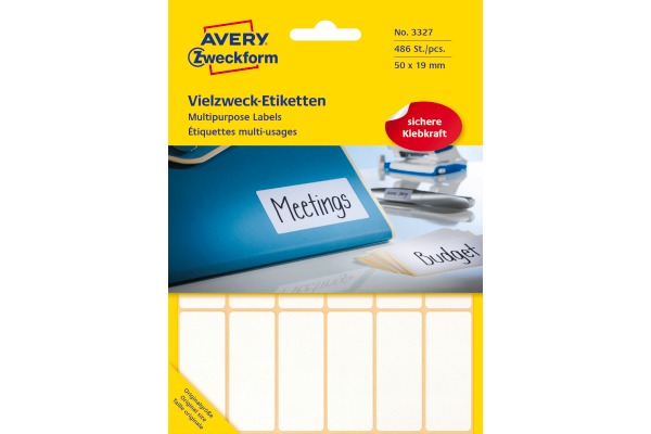 AVERY ZW. Universal-Etiketten 50x19mm 3327 weiss 486 St./27 Bl.