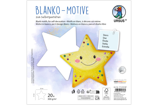 URSUS Blanko Motive 23x23cm 17120006F Stern 20 Blatt