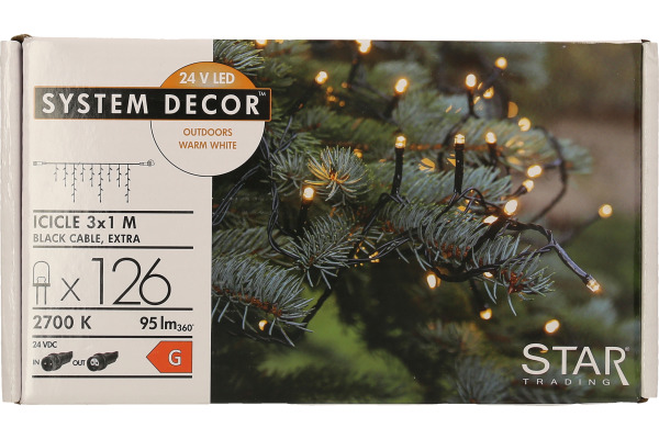 STARTRADI System Decor Lichterkette 3m 495-13 Extra, Icicle, schwarz