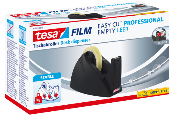 TESA Tischabroller EasyCut Prof. 574220000 schwarz, für 25mm Rollenbreite