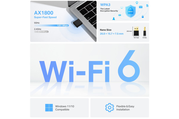 TP-LINK Nano DB WiFi 6 USB Adapter ARCTX20UN AX1800