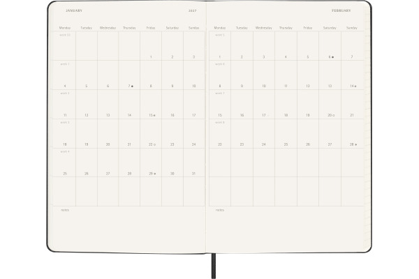 MOLESKINE Wochen-Notizkalender 26/27 DHB18WN3Y 18M liniert HC schwarz 13x21cm