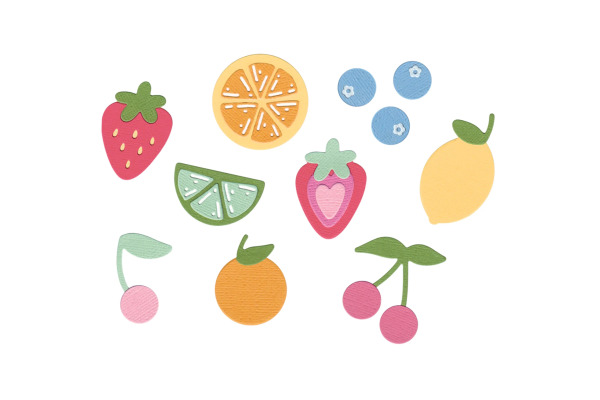 SIZZIX Stanzformen 666966 Fruit Doodles  17 Stück