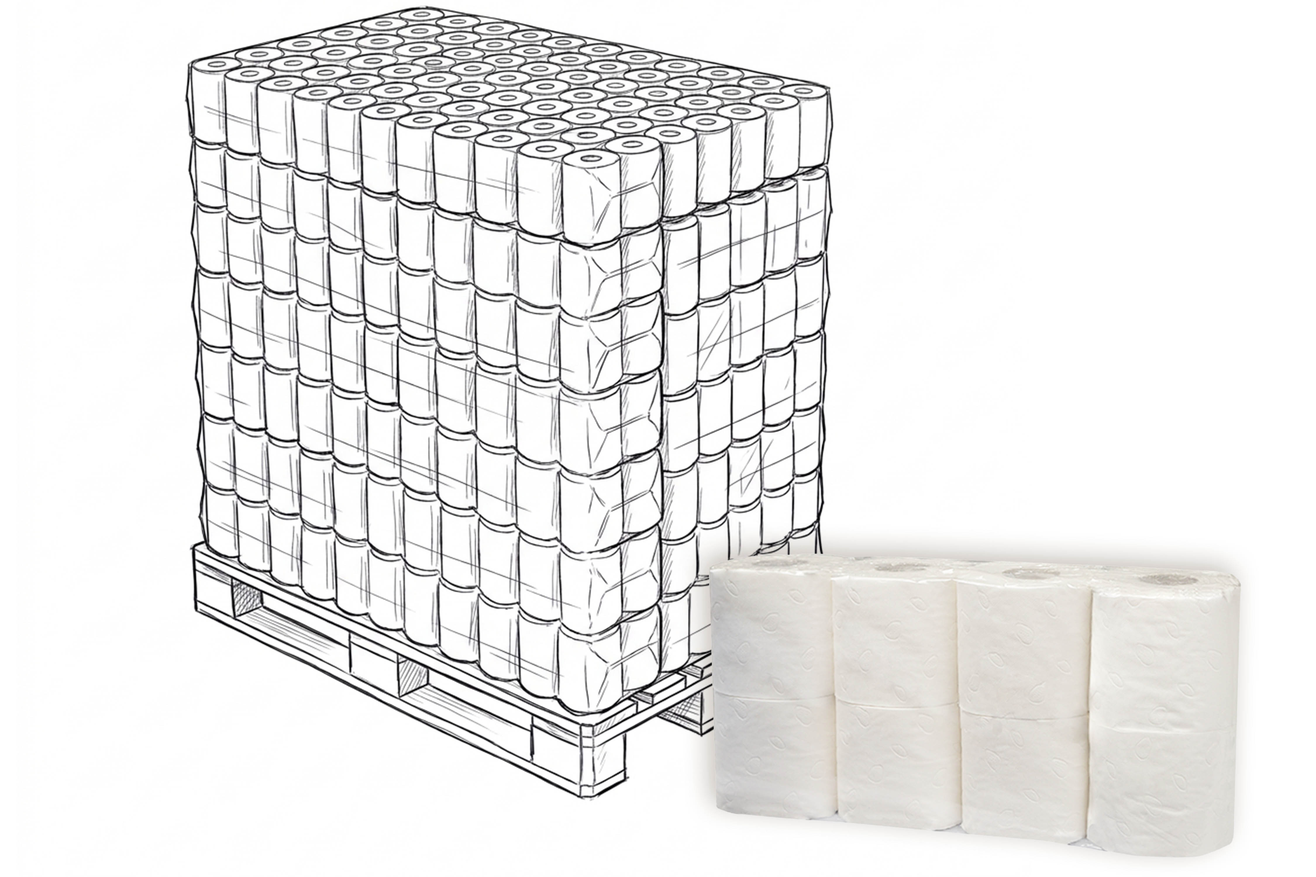 1'728 Rollen - Toilettenpapier Classic 3-lagig, hochweiss 93x110 mm, 100 % Zellstoff, 1 Palette