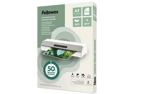 FELLOWES Laminierfolien Recycling A3 100142988 glanz, 80 my 100 Stück
