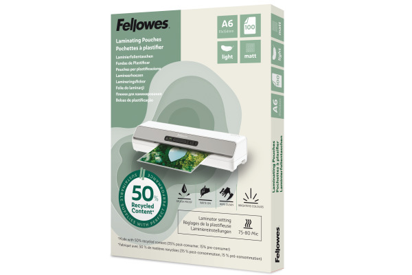 FELLOWES Laminierfolien Recycling A6 100143438 matt, 80 my 100 Stück