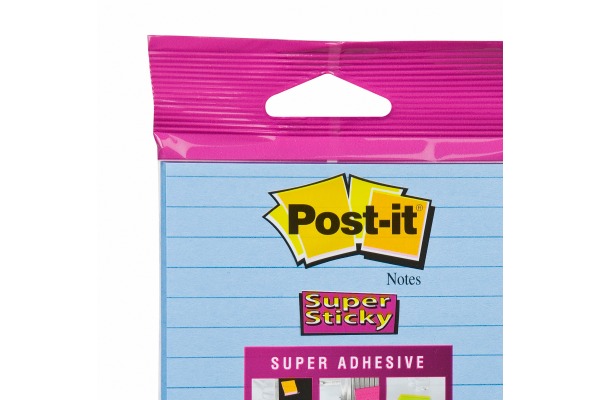 POST-IT Block Super Sticky 102x152mm 6844L-NB hellblau,45 Bl.,liniert,hängb.