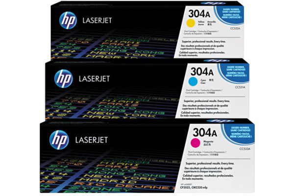 HP Toner Tri-Pack 304A CMY CF372AM Color LaserJet CP2025 2800 S.