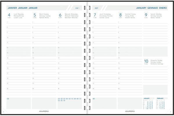 AURORA Agenda Business Perl 2027 2900P 1W/2S Ersatz ML 17.5x22cm