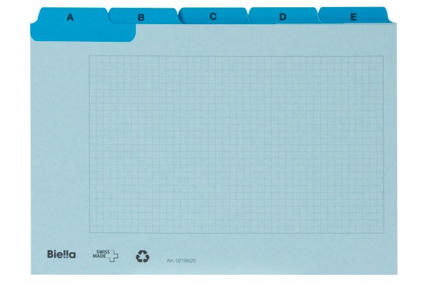 BIELLA Kartei-Leitkarten A6 21962505U blau, A-Z,verstärkt,25-teilig