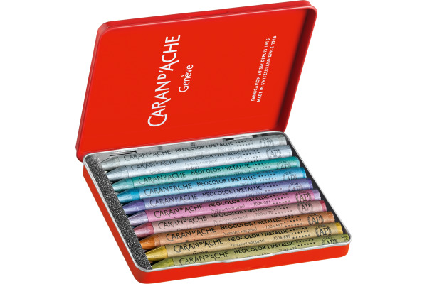 CARAN D'A Wachsmalkreide Neocolor 1 7004.310 10 Farben Metallbox