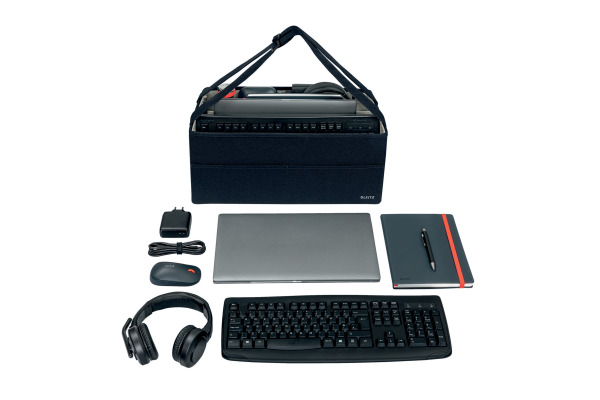 LEITZ Hot Desk Stofftasche 64440089 samtgrau 3 Fächer 46.5x21x20cm