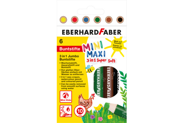EBERHARD Farbstift Jumbo MiniMaxi 3in1 518905 6 Farben