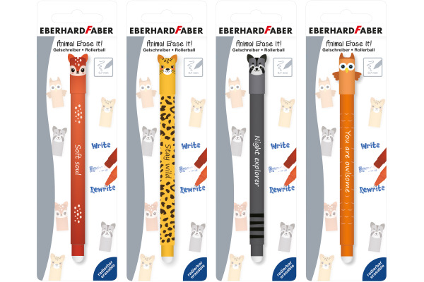 EBERHARD Gelschreiber Erase It 0.7mm 582128 Animal Blister, ass.