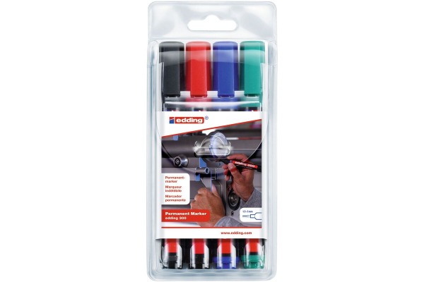 EDDING Permanent Marker 300 1.5-3mm 300-4-2 4 Farben assortiert