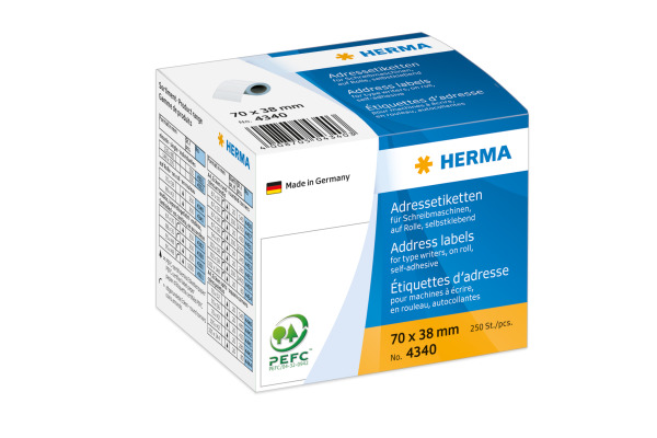 HERMA Adressetiketten 70×38mm 4340 weiss, Rolle