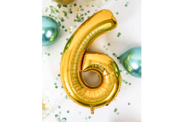 I AM CREA Folienballon Zahl 6 85cm 1000-1051 gold