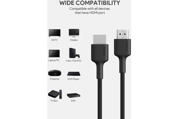 AUKEY Impluse HDMI 2.0 Doublepack CBH01 Doublepk Black/Red (2x2.0m)