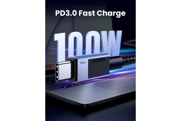 UGREEN Cable USB-C to USB-C, 100W 35985 PD,0.5m,Fast Charging,Gray