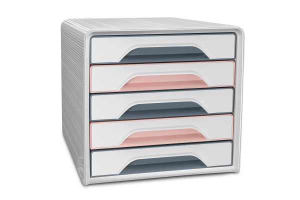 CEP Schubladenbox Smoove Mineral 7-111 5 Schubladen weiss/grau/pink