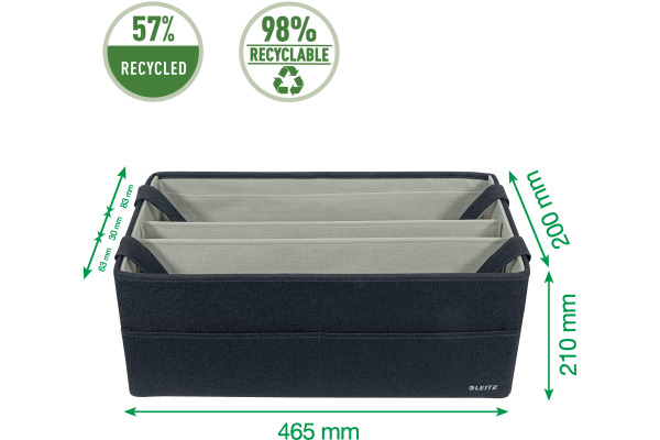 LEITZ Hot Desk Stofftasche 64440089 samtgrau 3 Fächer 46.5x21x20cm