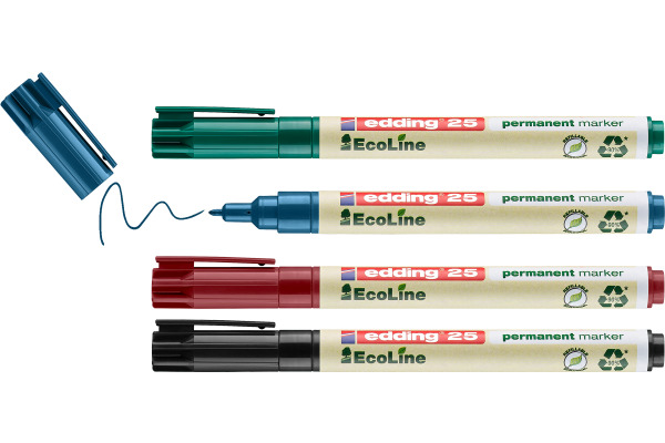 EDDING Permanent Marker 25 E-4 25-E4 Etui, 4-farbig 4 Stück