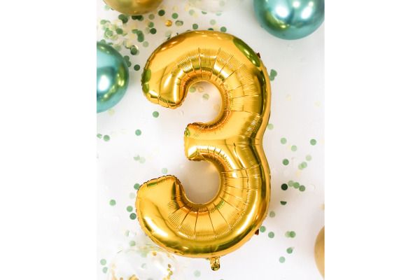 I AM CREA Folienballon Zahl 3 85cm 1000-1048 gold