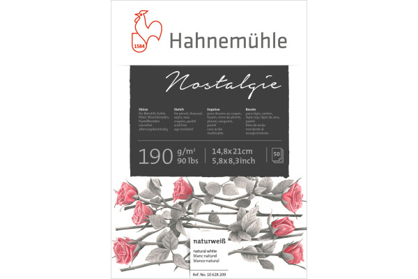HAHNEMÜHL Skizzenblock Nostalgie A5 10628209 weiss, 190g 50 Blatt