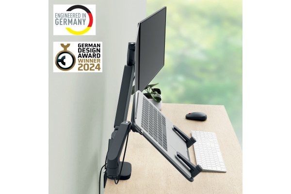 LEITZ Monitorarm ERGO 65380089 grau, inkl. Laptophalter