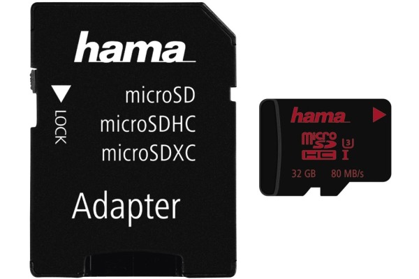 HAMA microSDHC 32GB UHS Speed 123981 Class 3 UHS-I 80MB/s, Adapter