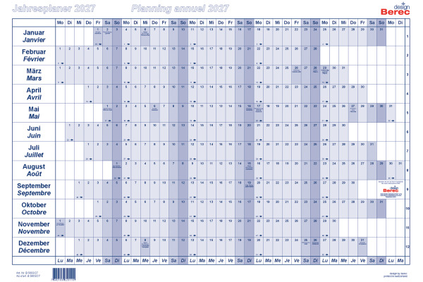 BEREC Papierjahresplaner 2027 B 5603/27 1J/1S blau A3