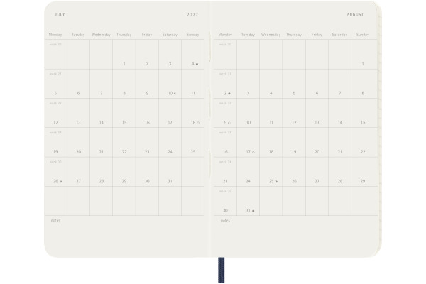 MOLESKINE Wochen-Notizkalender 26/27 DSB2018WN 18M liniert SC saphir 9x14cm