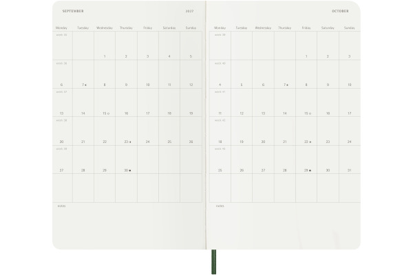 MOLESKINE Wochen-Notizkalender 26/27 DSK1518WN 18M liniert SC grün 13x21cm