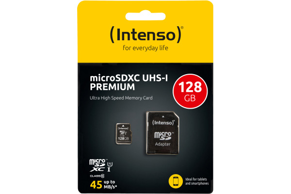 INTENSO Micro SDXC Card PREMIUM 128GB 3423491 with adapter, UHS-I