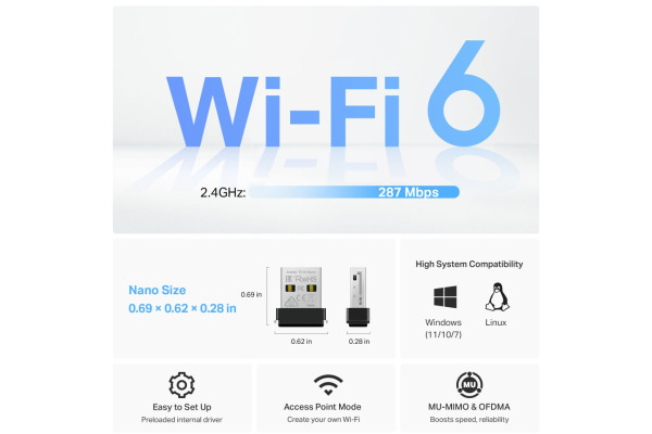 TP-LINK Nano WiFi 6 USB Adapter ARC.TX1U AX300