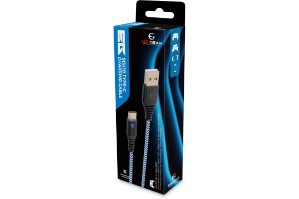 EGOGEAR Charging Cable Type-C 3m SCH10P5WH braided, PS5, White,Blue