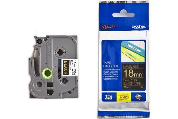 PTOUCH Band, laminiert gold/schwarz TZe-344 PT-2450DX 18 mm