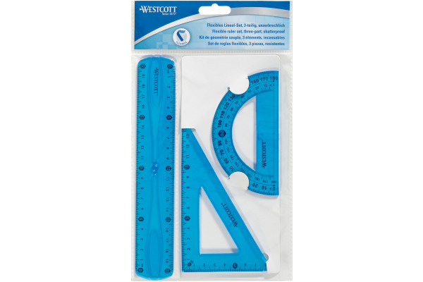 WESTCOTT Geometrie-Set Flexi E-1030100 blau/rot/grün 3-teilig