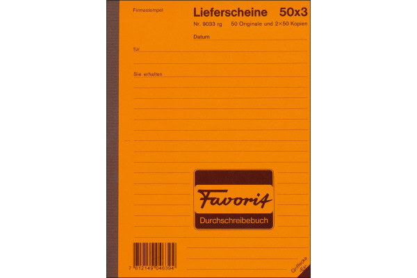 FAVORIT Lieferscheine D A5 9033 RG rot/gelb/weiss 50x3 Blatt
